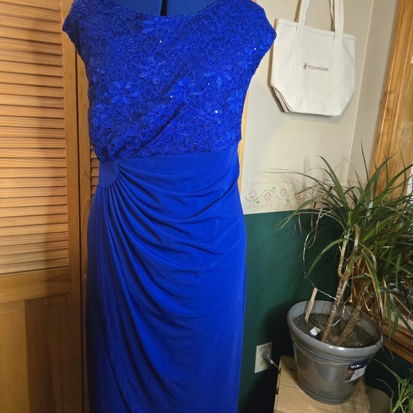 Connected Apparel Royal Blue Sequin Cocktail Party Dress - Picture 6 of 6